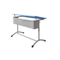 Стол ученический двухместный регулируемый по высоте с наклонной пластиковой столешницей - «globural.ru» - Салехард