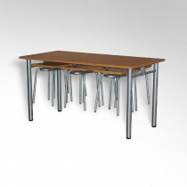 Стол обеденный 6-ти местый на металлокаркасе с навесами под табурет - «globural.ru» - Салехард